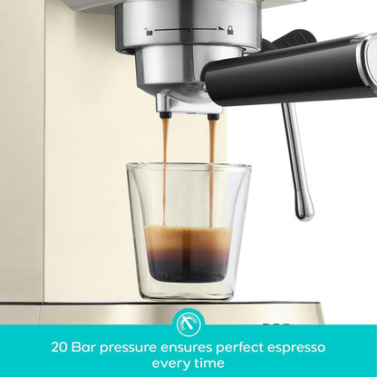 CASABREWS CM5418 Espresso Maker, Compact Espresso Machine with Milk Frother Stainless Steel, 20-Bar Pump, Built-in Pressure Gauge, Powerful Steam Wand for Cappuccino Latte for Home, 34oz Water Tank