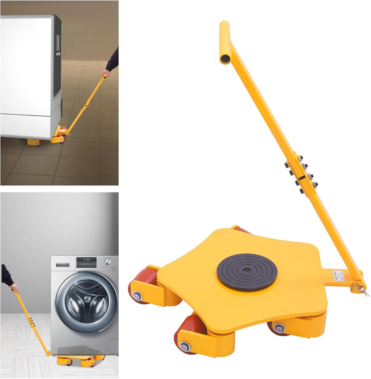 8800lbs/4T Heavy Duty Machinery Mover,Machinery Mover(Yellew) Machinery Moving Skate with 5 360° Swivel Rollers,Equipment Skates Moving Roller,for Industrial Use Warehouse and Workshop