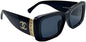 HyperionFlo Essentials Black Oversized Square Sunglasses with Gold Metal Accents, UV400 Dark Gray Tinted Lenses, Full Coverage