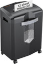 bonsaii 12-Sheet Micro Cut Paper Shredder | P-4 High Security, Jam-Proof Heavy Duty Shredder with 4.2-Gallon Pullout Bin & Casters for Home Office