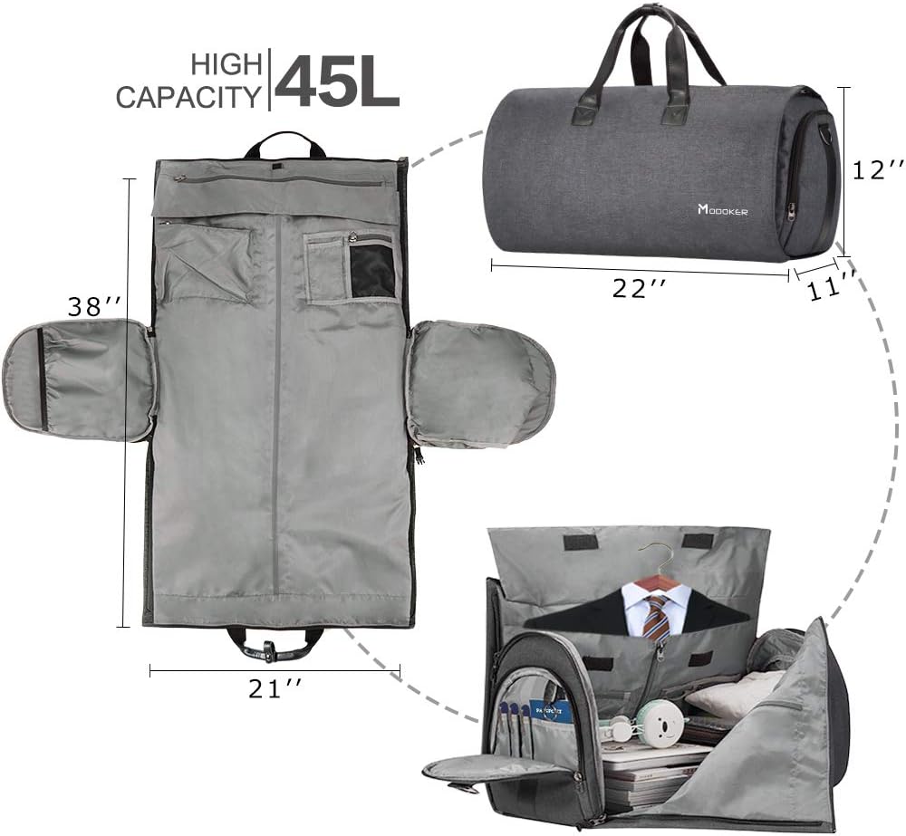 Garment Bags for Travel, 45L Carry on Convertible Garment Duffle bag