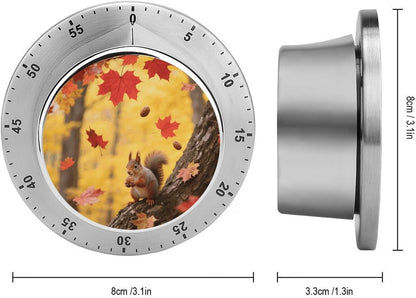 WSOIHFEC Maple Leaf Fall Digital Kitchen Timer, Magnetic Countdown & Count Up Timer with Loud 90dB Alarm, Stainless Steel, Orange