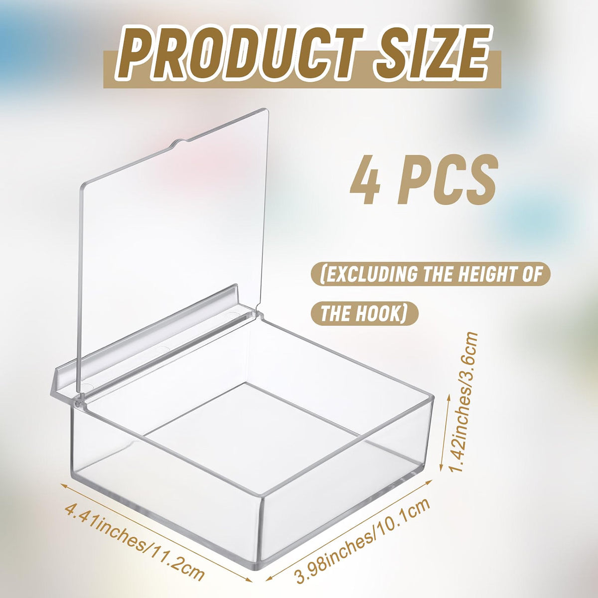 RattanView Clear Slatwall Storage Bins with Lids, 4-Pack Transparent Plastic Wall-Mount Storage Containers for Screws, Jewelry, Crafts & Small Parts