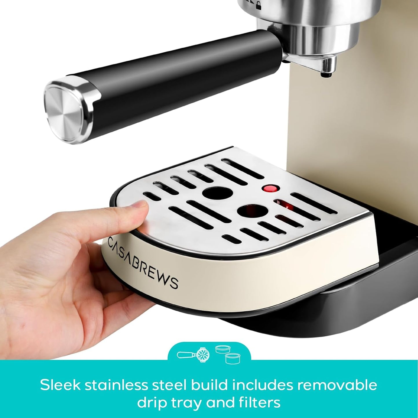 CASABREWS CM5418 Espresso Maker, Compact Espresso Machine with Milk Frother Stainless Steel, 20-Bar Pump, Built-in Pressure Gauge, Powerful Steam Wand for Cappuccino Latte for Home, 34oz Water Tank