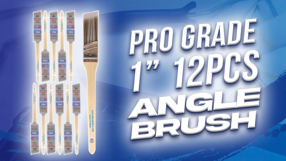 Pro Grade Paint Brushes, 1 Inch Angle Paint Brush, Walls & Trim, 12 Pack Sash, cut-in & detail work | Furniture, cabinets & doors | Interior & exterior | Latex, oil & stain | Medium stiff bristles