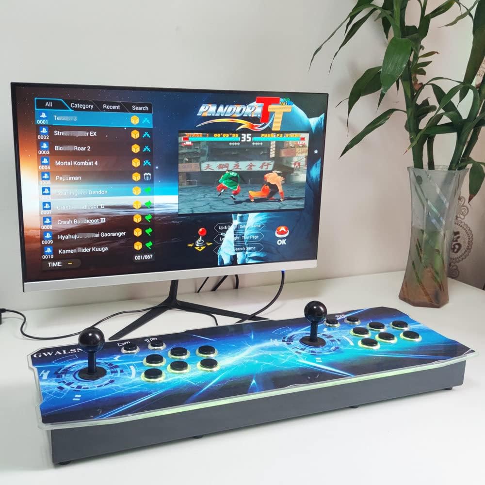 GWALSNTH 3D Pandora Box Max Arcade Games Console, 60000 in 1 HD Video Games Machine,1280X720 HD Display, 128GB TF Card,Up to 4 Players