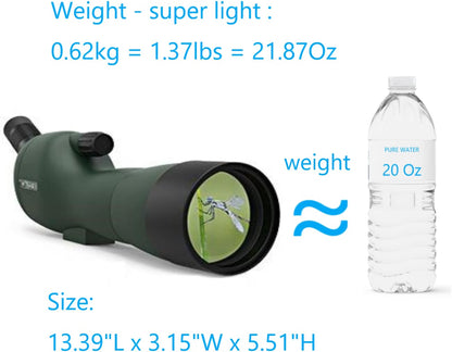 Emarth 20-60x60 Angled Spotting Scope with 14-Inch Tripod, BAK-4 Prism, Waterproof Fogproof Design, Carrying Case & Phone Adapter for Birding, Hunting & Outdoor Observation