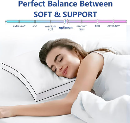CHOKIT Gusseted Pillows King Size Set of 2, Fluffy Bed Pillows for Sleeping Soft Supportive 7D Down Alternative Pillow, Luxury Hotel Pillow for Side Back Stomach Sleepers, Relief Neck and Shoulder Pain