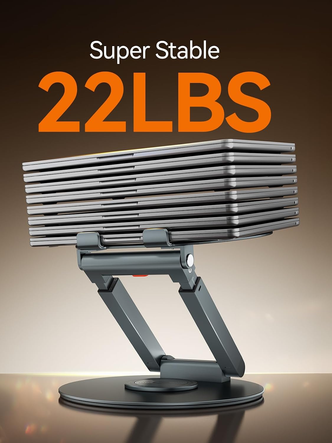 Telescopic Laptop Stand with 360° Rotation, Adjustable Height & Tilt Swivel Laptop Riser, Ergonomic Standing Desk Converter for 10-17" MacBook Pro/Air, Dell, HP – Supports up to 22lbs (Gray)