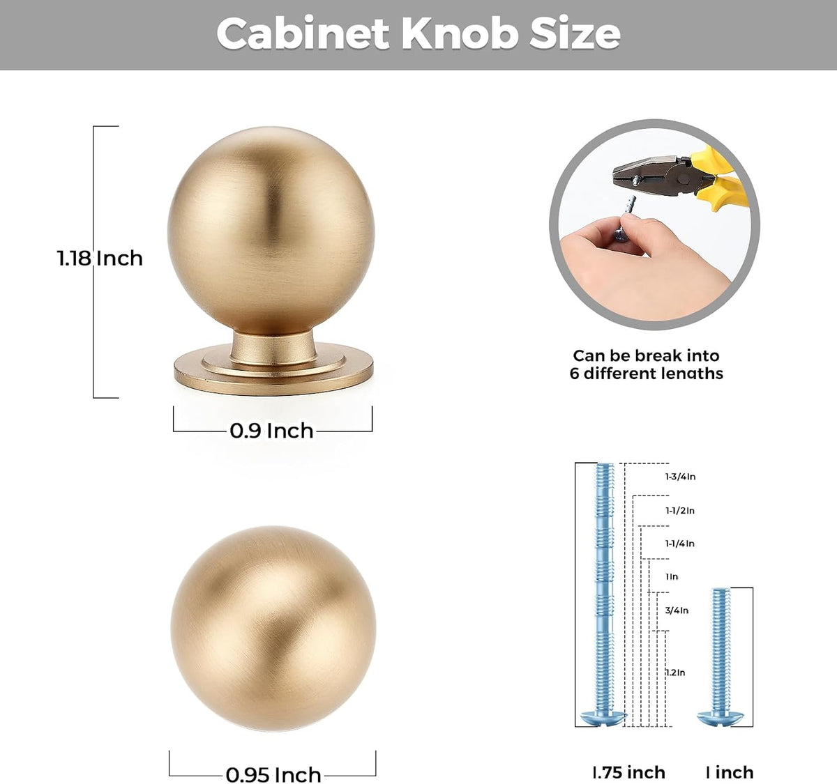 Champagne Bronze Cabinet Knobs, 12 Pack Round Dresser Knobs 0.95" Diameter