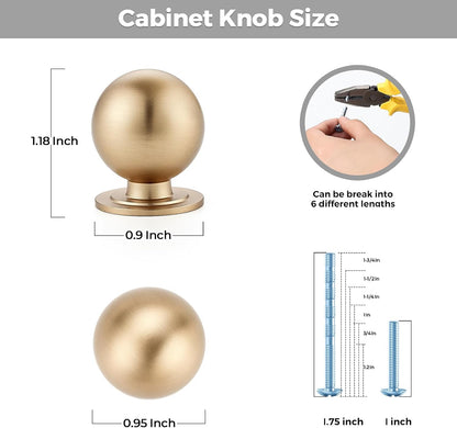 Champagne Bronze Cabinet Knobs, 12 Pack Round Dresser Knobs 0.95" Diameter