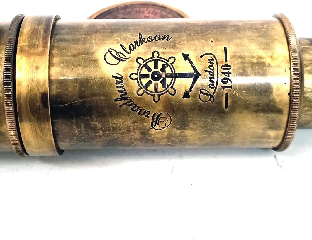 ALADEAN Scout Regiment Brass Telescope 19", London 1940 Antique Replica Spyglass, 20x Magnification DF Lens, Handheld Vintage Brass Telescope with Leather Case