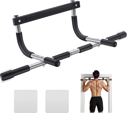 Ally Peaks Pull Up Bar for Doorway, Heavy-Duty 440 lb Capacity Multi-Grip Chin-Up Bar, Thickened Steel Upper Body Workout Bar for Home Gym, Silver