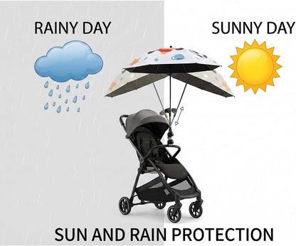 Adjustable Umbrella Holder for Chair and Stroller, Tool-Free Clamp Mount, Black