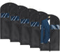 Univivi Garment Bags for Storage & Travel, 43-Inch Suit Covers, 5-Pack Washable Oxford Fabric Clothing Bags with Transparent Window & Zipper, Black