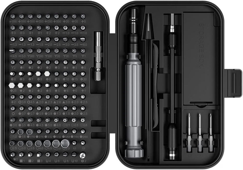 HyperionFlo Essentials 150-in-1 Precision Screwdriver Set, 120 Magnetic Bits & 30-Piece Tool Kit for Electronics, Computers, Phones, Watches, Cameras & Laptops, Black/Silver