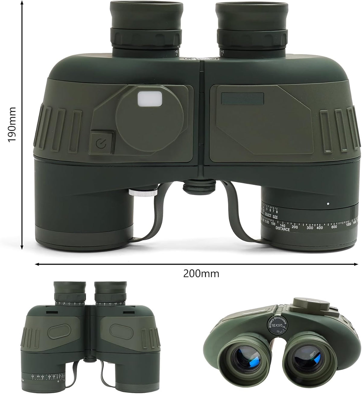 SELFIE CAT 10x50 Marine Binoculars with Compass & Rangefinder, Waterproof Fogproof BAK4 Porro Prism Binoculars with FMC Multi-Coated Lenses for Boating, Sailing & Outdoor Activities