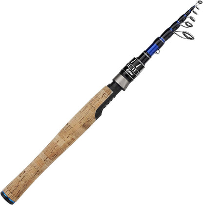 EOW XPEDITE PRO Telescopic Fishing Rod, 6' Spinning Rod, 24T Carbon Fiber Blank, Solid Carbon Tip, Medium Power, Fast Action, Blue