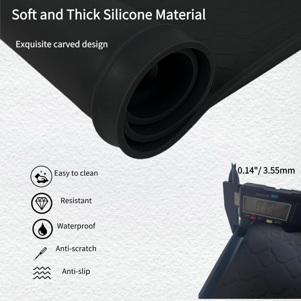 Washer and Dryer Topper Protector, 2 Pcs 27''x 27'' Black Silicone Laundry Top Washing Machine Top Cover, Non-Slip Rubber Mat Large Washer and Dryer Cover for the Top