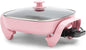 GreenLife 12" 5QT Electric Skillet, Pink PFAS-Free Ceramic Nonstick Coated Interior, Glass Vented Lid, Temperature Control, Dishwasher Safe, Pancakes, Eggs, Bacon