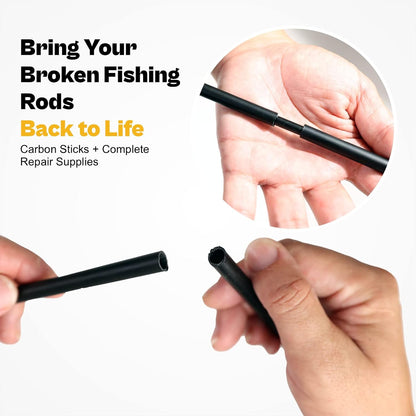 Fishing Rod Repair Complete Kit, Pole & Tip Replacement Kit with Carbon Fiber Rod Pieces, Glue and Repair Supplies for Spinning & Casting Rods