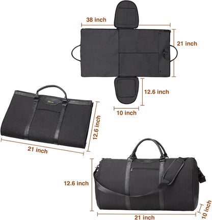 Garment Bag for Travel, Convertible Carry-On Duffel with Shoe Compartment, Waterproof & Wrinkle-Free Suit Carrier for Business Trips & Weekend Getaways, Foldable & Lightweight