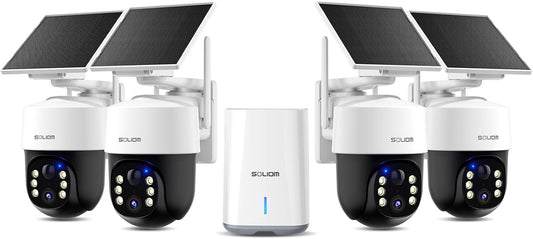 SOLIOM 4K Solar Security Cameras Wireless Outdoor System, 4-Cam Kit