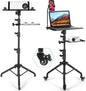 Tossbiss Laptop Tripod on Wheels with 2 Shelves Portable Projector Floor Stand Adjustable Height 25.9 to 51.8 Inch with Phone Holder, Projector Stand