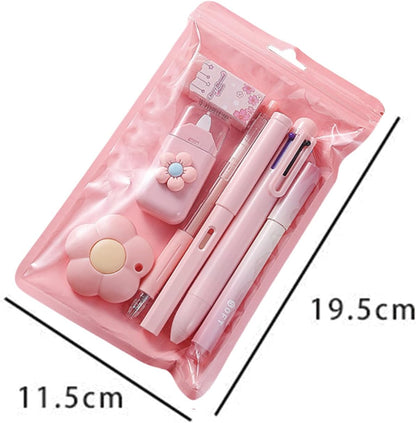 MOZXIRZ 7-Piece Cute Pink Stationery Set