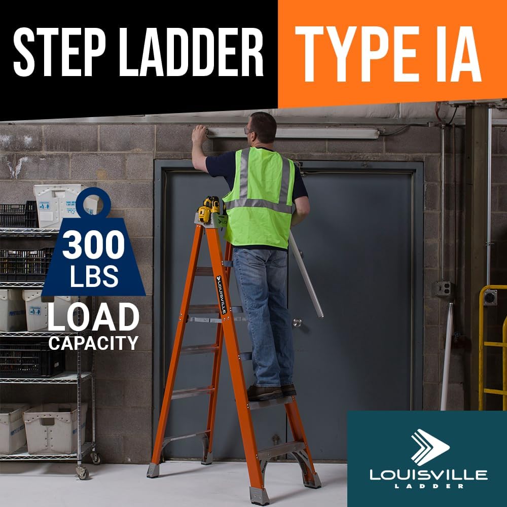Louisville Ladder 6-Foot Fiberglass Step Ladder, 300-Pound Load Capacity, Type IA, FS1506