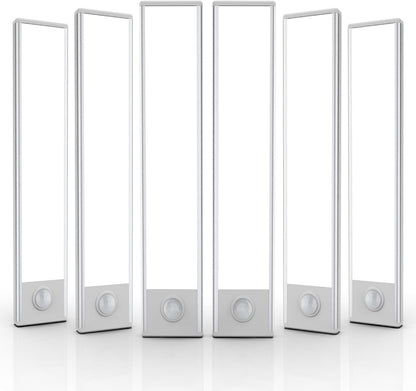 6 Pack Under Cabinet Lighting, 32 LED Motion Sensor Light Indoor Rechargeable Magnetic Closet Lights Battery Operated, Under Counter Lights for Kitchen, Wardrobe, Hallway, Stairs White Light