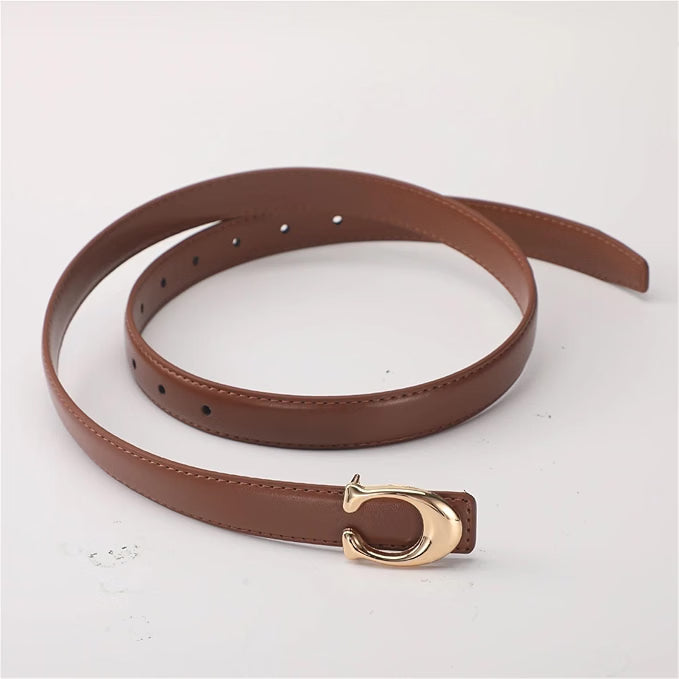 HyperionFlo Essentials Women's Soft C-Type Smooth Buckle Belt, Business Casual Versatile Clothing Accessory, 95cm