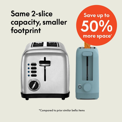 BELLA 2-Slice Slim Toaster Long Slot Extra Wide, Surf