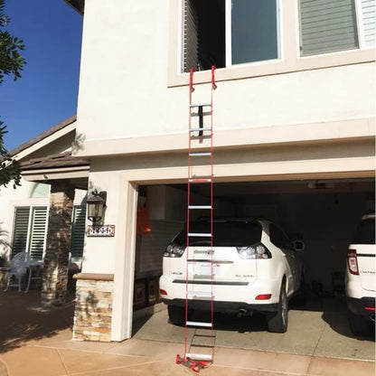 Hausse Retractable 2-Story Fire Escape Ladder | 13-Foot Aluminum Emergency Window Ladder, 12-Step Slip-Resistant Rungs, 1000 lb Capacity