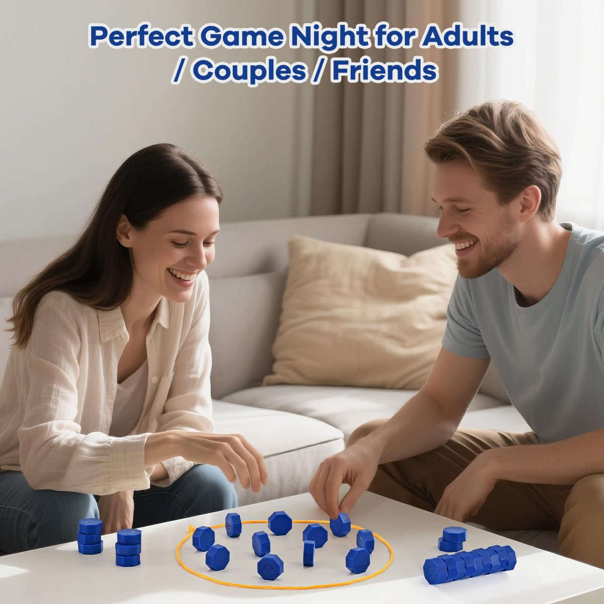 Bameca Magnetic Chess Game with Full-Size Stones, String Strategy Game for Kids & Adults, 20 Magnetic Stones, 2–4 Players, Portable Family Puzzle Game