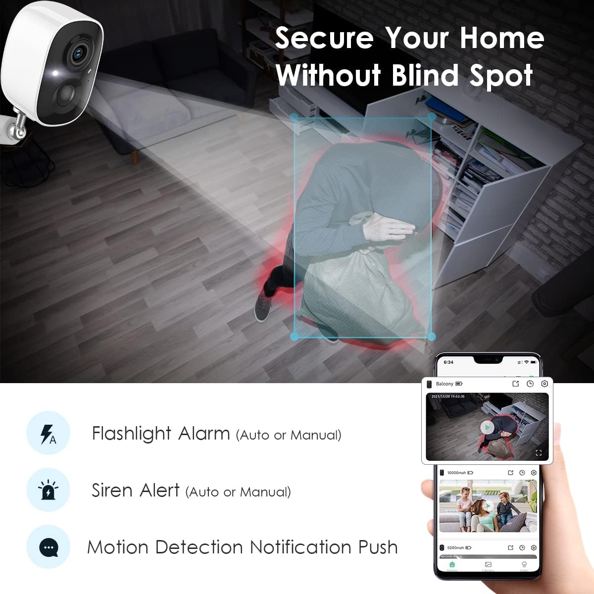 GMK CG6 4-Pack Wireless Outdoor Security Camera System, 2K 3MP Video, Color Night Vision, AI Motion Detection, 2-Way Audio, IP65 Weatherproof, 2.4GHz Wi-Fi