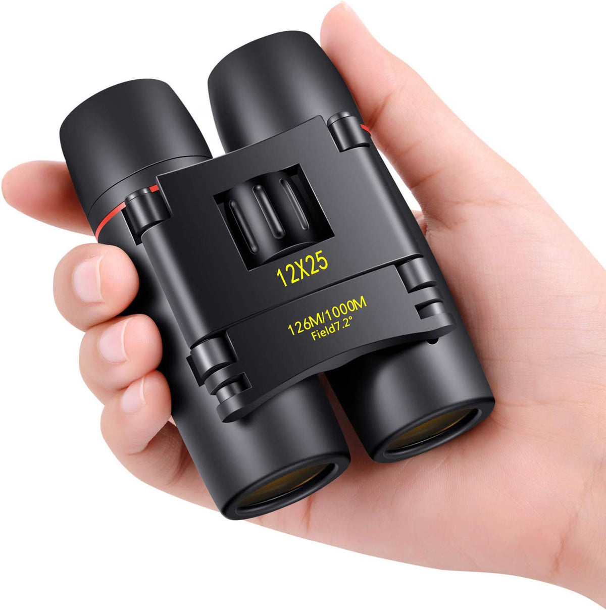POLDR 12x25 Small Pocket Binoculars, Compact Lightweight Binoculars with BAK4 Prism, Fully Multi-Coated Optics, Waterproof Folding Binoculars for Adults & Kids
