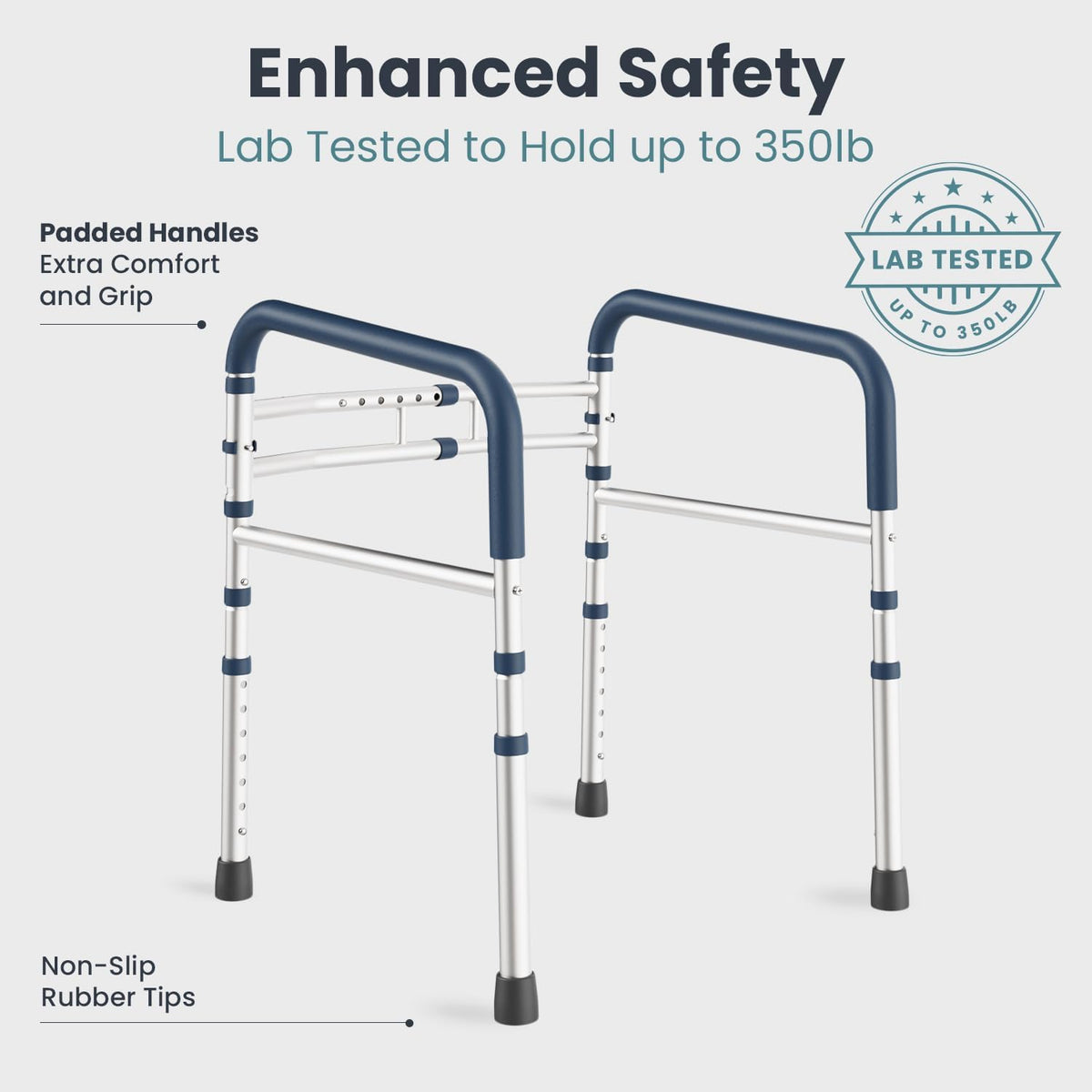 PELEGON Toilet Safety Rails (350 lb) - Adjustable Toilet Safety Frame & Rails, Toilet Safety Rail for Elderly Adults, Toilet Handles for Seniors, Toilet Bars for Elderly & Handicap