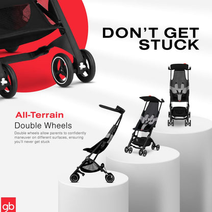 gb Pockit Air All-Terrain Compact Lightweight Travel Stroller, Ultra-Compact Fold, Airplane Carry-On Compliant, Velvet Black