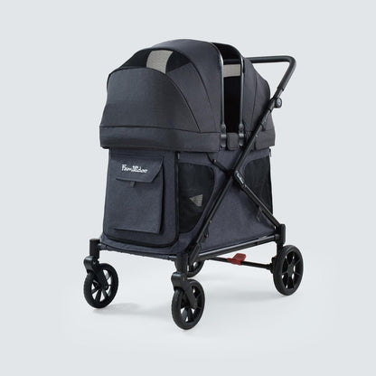 Familidoo Q2 Multi-Use 2 Seat Kids Wagon Stroller, Foldable Lightweight All-Terrain Stroller Wagon for Kids & Pets, Magnetic Safety Harness, Rain Cover, Charcoal Gray