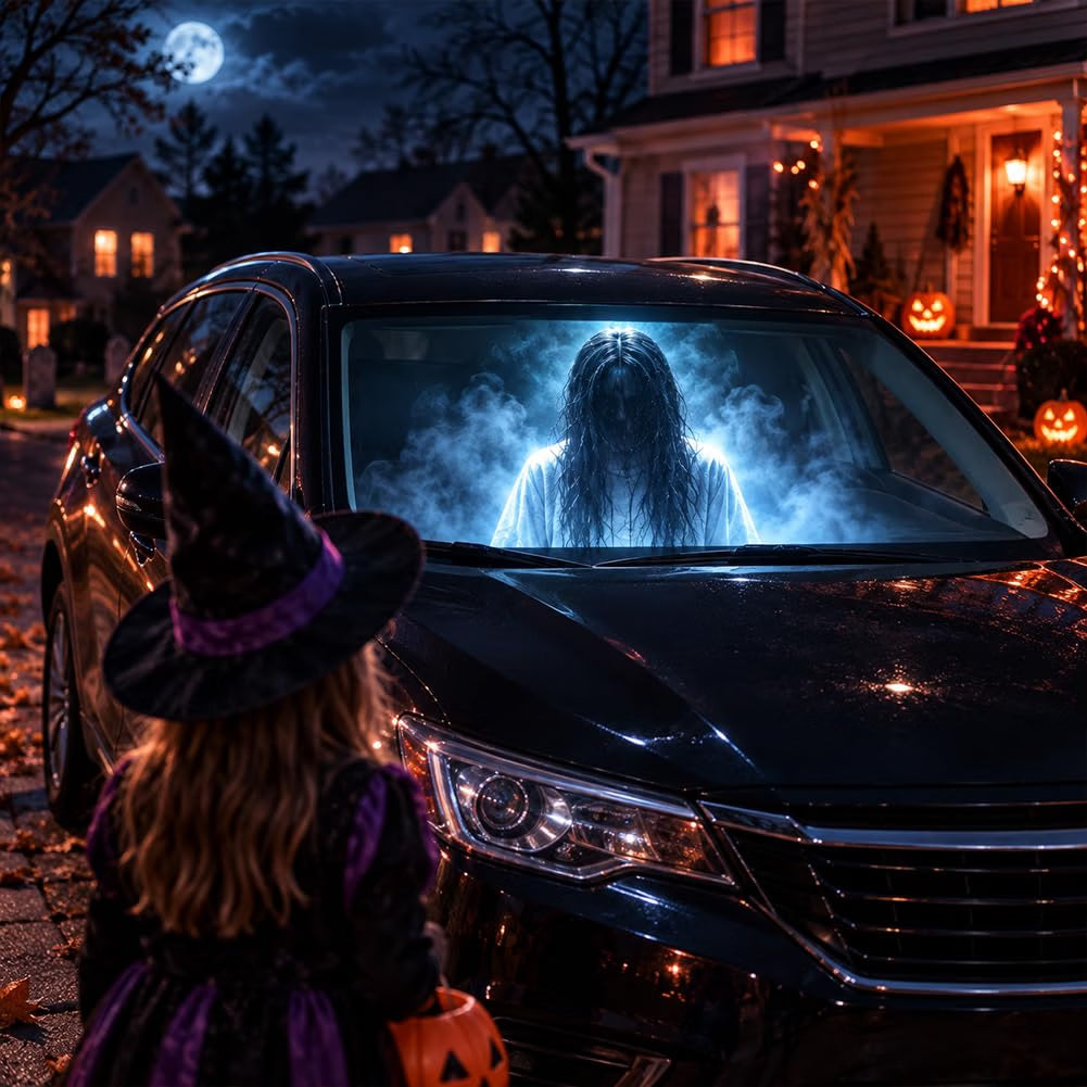 HyperionFlo Essentials Halloween Window Projector for Car, 360° Rotating USB-Powered Horror Projector with Interchangeable Slides, Set-B