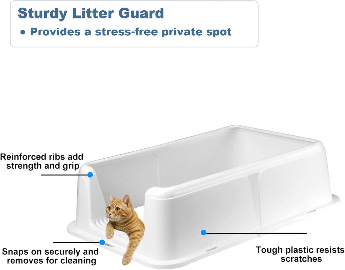 HyperionFlo Essentials Stainless Steel Cat Litter Box with Lid, X-Large High-Sided Covered Metal Litter Pan with Scoop & Dual-Layer Mat, White