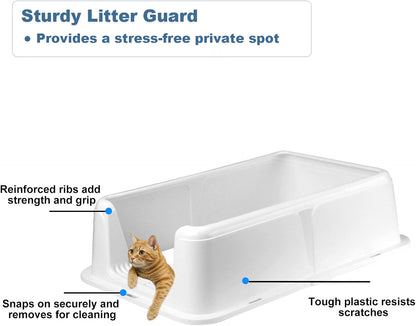 HyperionFlo Essentials Stainless Steel Cat Litter Box with Lid, X-Large High-Sided Covered Metal Litter Pan with Scoop & Dual-Layer Mat, White