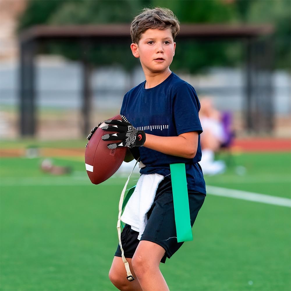 SPOMAT Youth Football Receiver Gloves, Silicone Grip Kids Football Gloves, Extra-Grip Receiver Gloves for Training & Games, Rocket Black
