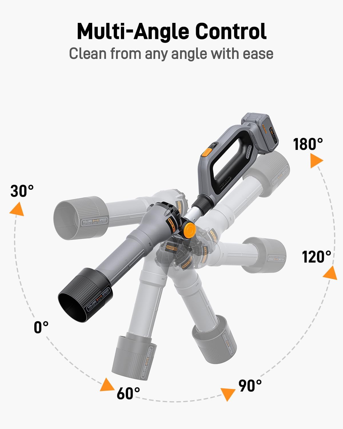 Teslong 20V Brushless Leaf Blower 600 CFM Cordless w/Battery & Charger Adjustable Angle; 600 CFM Airflow; 115 MPH Max Speed; 20V Brushless Motor; Turbo Mode; Dual Air Speed/Air Volume Mode
