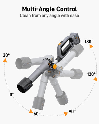 Teslong 20V Brushless Leaf Blower 600 CFM Cordless w/Battery & Charger Adjustable Angle; 600 CFM Airflow; 115 MPH Max Speed; 20V Brushless Motor; Turbo Mode; Dual Air Speed/Air Volume Mode