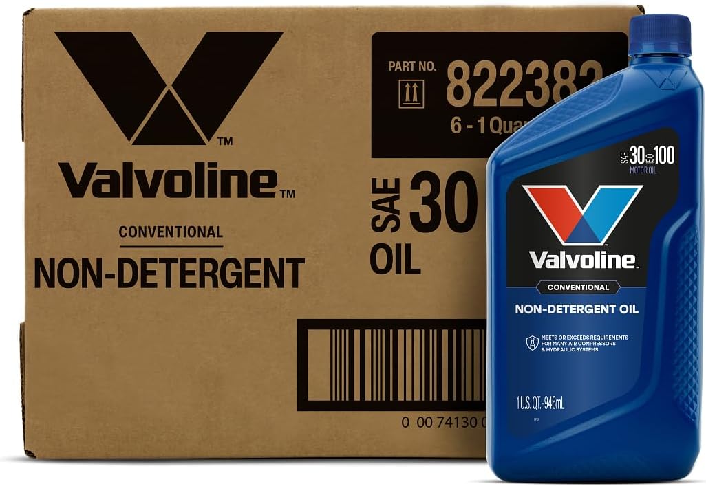 Valvoline Daily Protection Non-Detergent SAE 30 Conventional Motor Oil, 1 Quart Bottles, Case of 6, For Cars, Trucks & Equipment