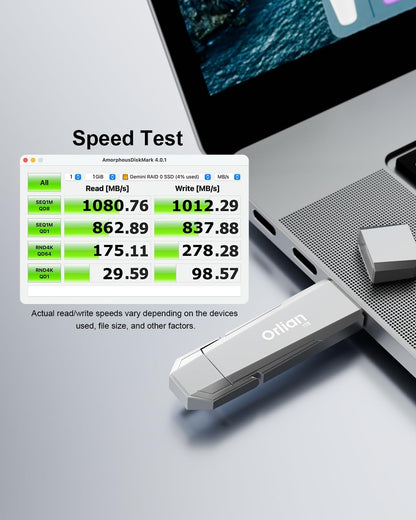 Orlian 1TB External Portable SSD USB Solid State Drive Up to 1000MB/s USB 3.2 Gen 2 Dual Drive Type C + USB A Solid State Thumb Drive