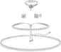 HAXIYA Tennis Necklace Bracelet Jewelry Set for Women, 4-Piece Silver Plated Brass Jewelry Set with Cubic Zirconia Necklace, Bracelet, Earrings & Adjustable Ring, Bridal Wedding Jewelry