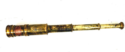 ALADEAN Scout Regiment Brass Telescope 19", London 1940 Antique Replica Spyglass, 20x Magnification DF Lens, Handheld Vintage Brass Telescope with Leather Case